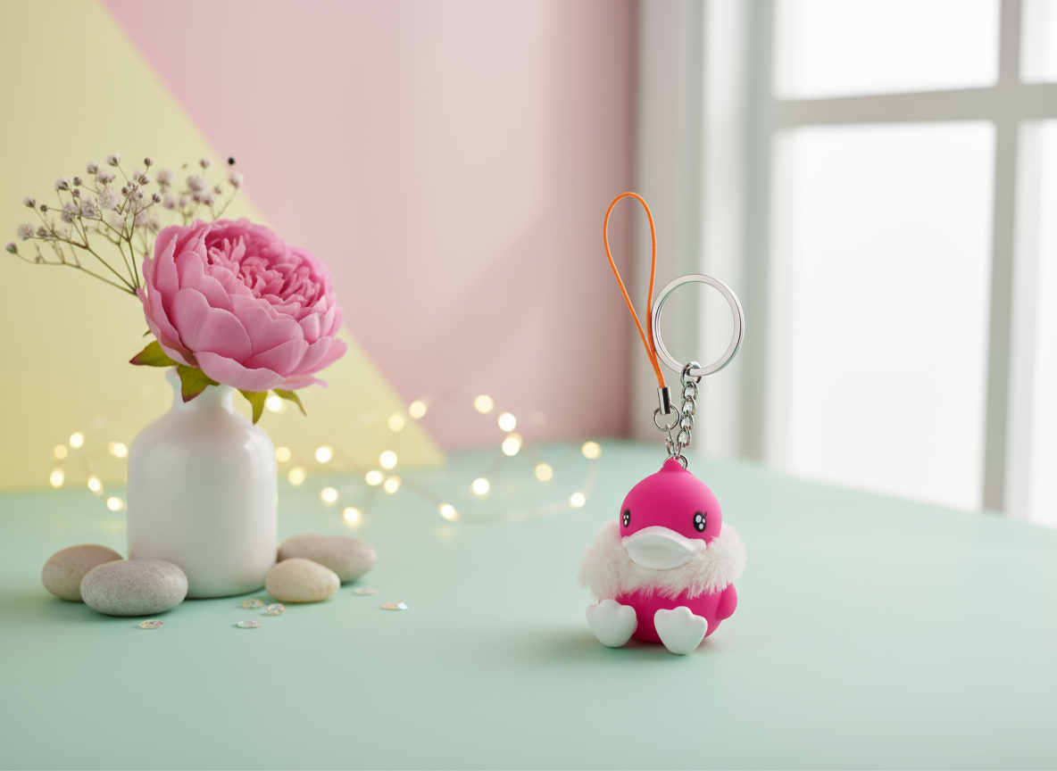 Fushia duck keychain