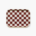 Burgundy/Cream CHECKER Rectangular Serving Tray - 27x20 cm