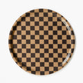 Chocolate/Gold CHECKER Round Serving Tray - 38 cm
