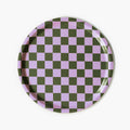 Lilac/Olive CHECKER Round Serving Tray - 31 cm