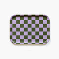 Lilac/Olive CHECKER Rectangular Serving Tray - 27x20 cm