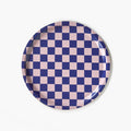 Indigo/Almond CHECKER Round Serving Tray - 31 cm