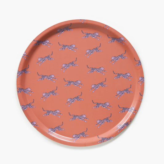 Orange Leopard Round Serving Tray - 38 cm
