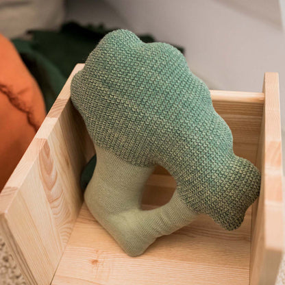 Knitted Brucy the Broccoli cushion