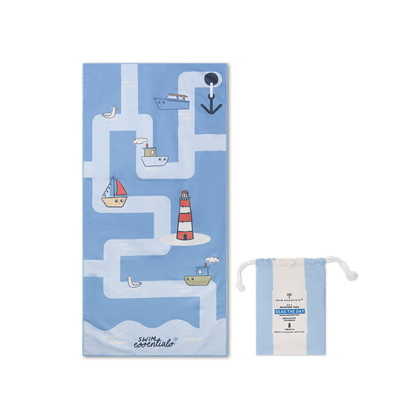 Microfiber Beach Towel - Blue - Seas The Day - 135 x 65 cm