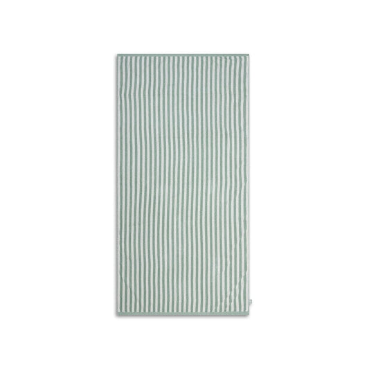 Cotton Beach Towel - Green/White - Resort Stripe - 180 x 90 cm