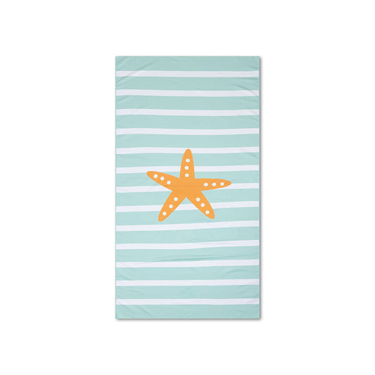 Microfiber Beach Towel - Green/White - Stars - 170 x 90 cm