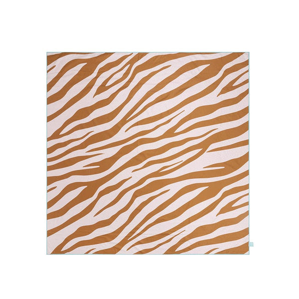 Microfiber Beach Towel - Orange/White - Vibrant Stripes - 180 x 180 cm