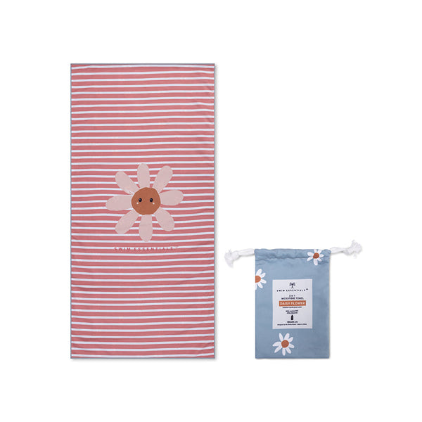 Microfiber Beach Towel - Blue - Daisy Flower 135 x 65 cm