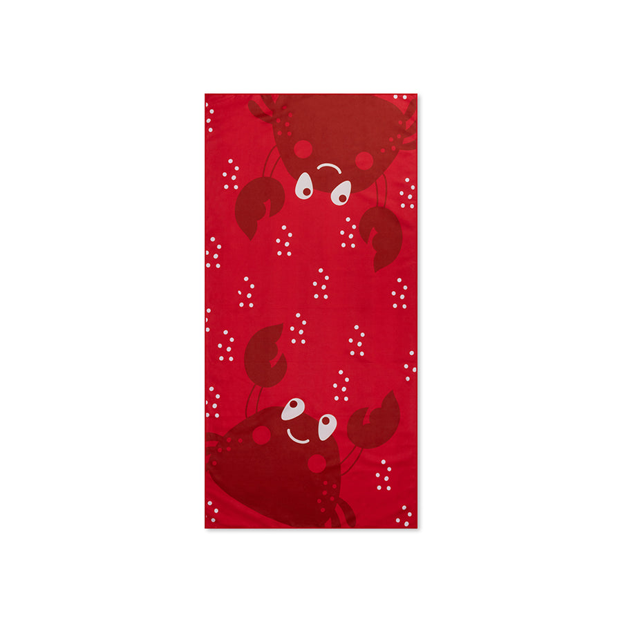 Microfiber Beach Towel - Red - Crabby - 135 x 65 cm