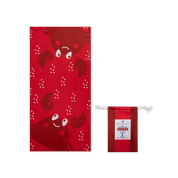 Microfiber Beach Towel - Red - Crabby - 135 x 65 cm