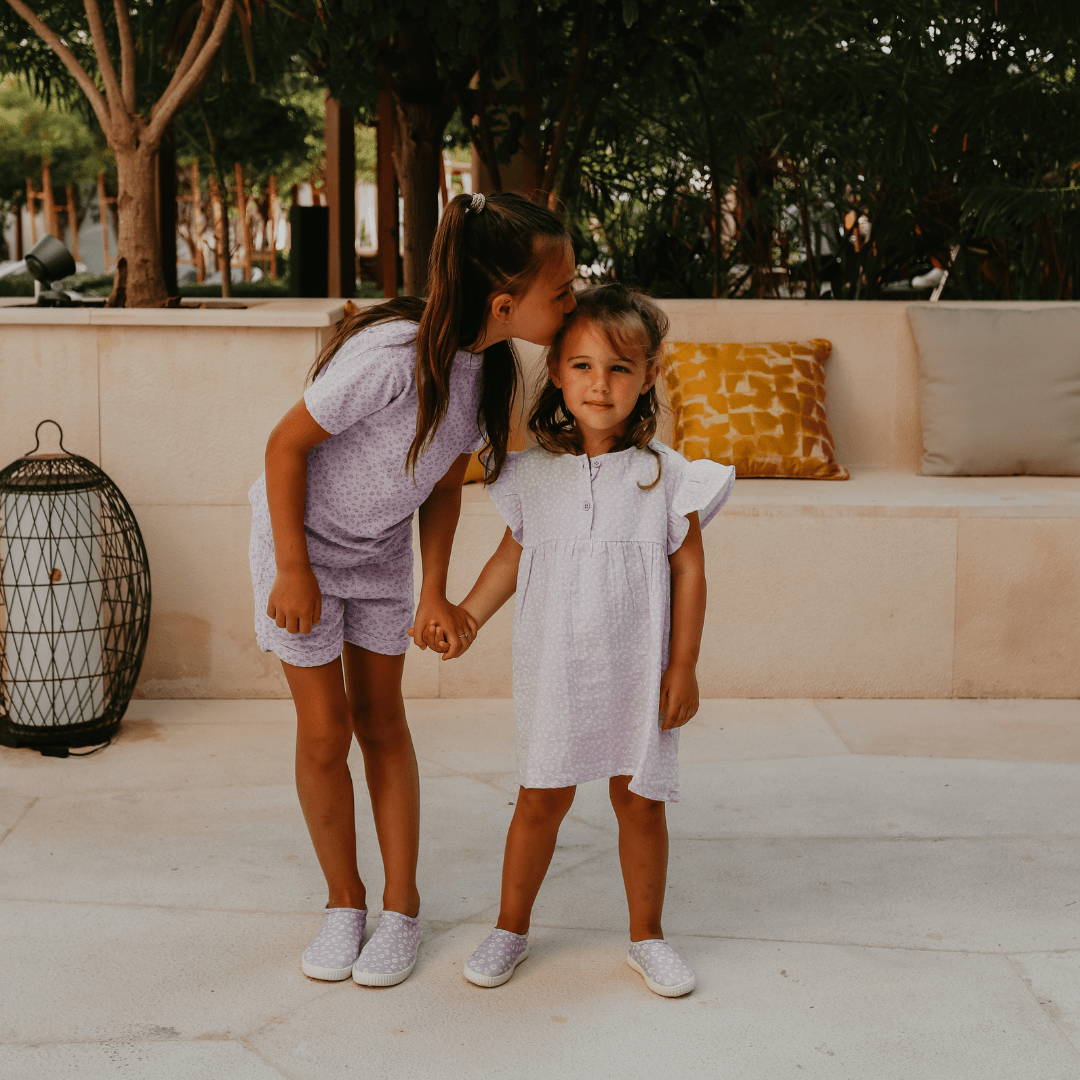 Beachwear Girls Dress - Muslin - Lilac - Leopard