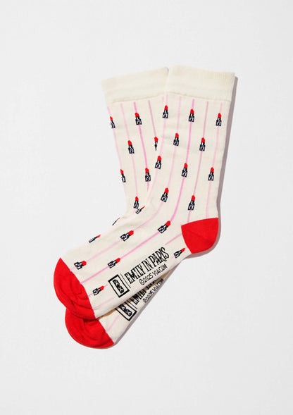 Chaussettes BeEmilyInParis Rouge à lèvres Beige