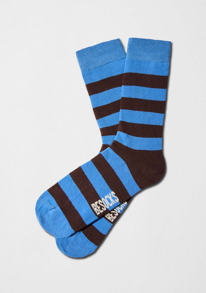 Calcetines BeStripes Blue & Brown con rayas horizontales azules y marrones - BESOCKS