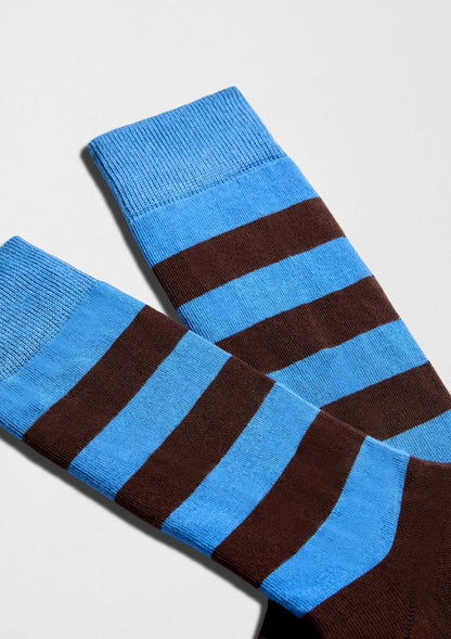 Rayas anchas en azul y marrón - BESOCKS. Calcetines BeStripes Blue & Brown.