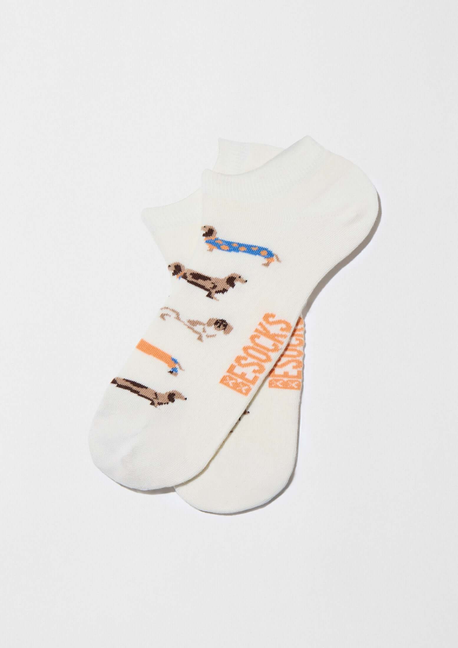 Chaussettes courtes BePets Teckels Blanc Cassé