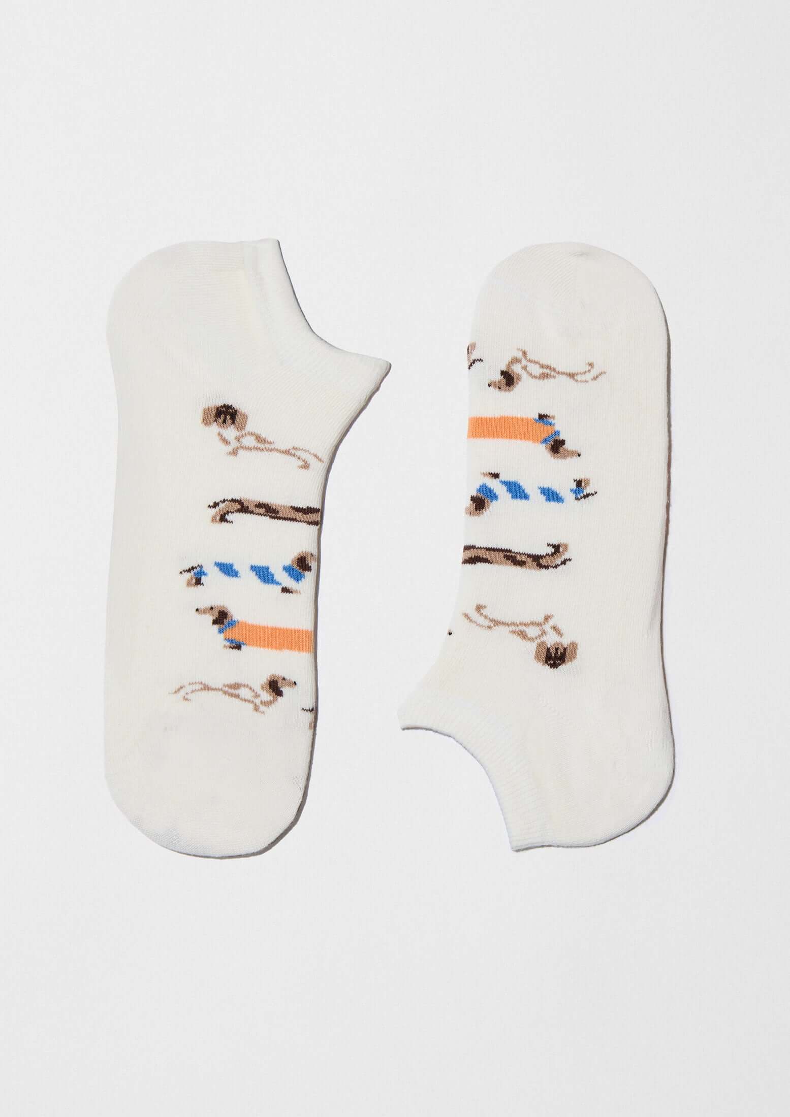 Chaussettes courtes BePets Teckels Blanc Cassé