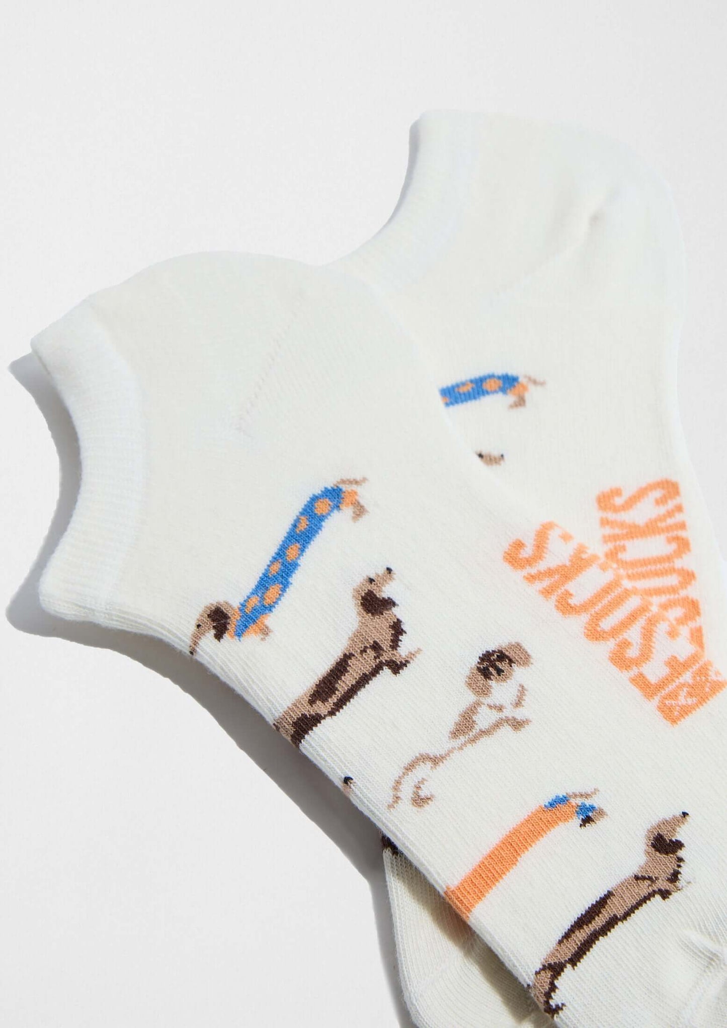 Chaussettes courtes BePets Teckels Blanc Cassé