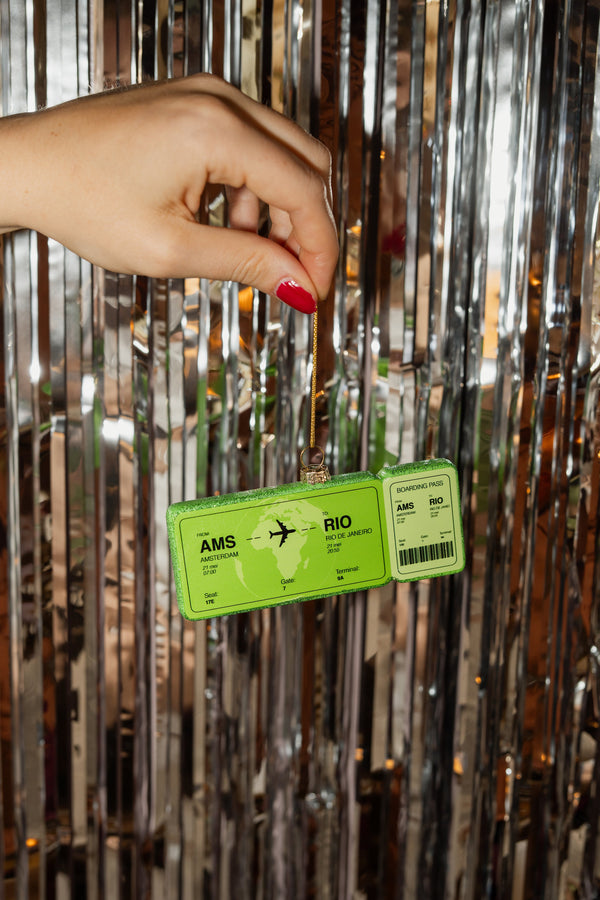 Boule de Noël Boardingpass Amsterdam - Rio de Janeiro