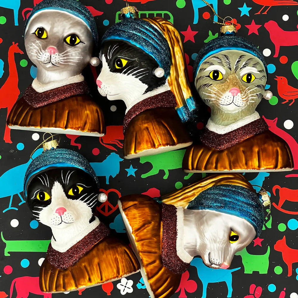 Weihnachtsanhänger getigerte Katze « La Jeune Fille à la perle »