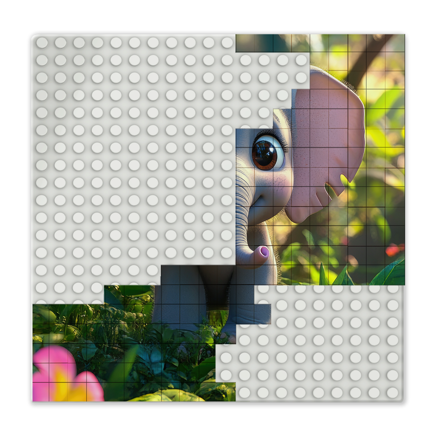 BRIXIES Plus Printed Puzzle Plates Custom White 20x20 Studs (16x16 cm)