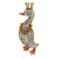 Spilla a forma di anatra con corona di strass