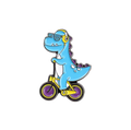 Spilla T-Rex su una bicicletta