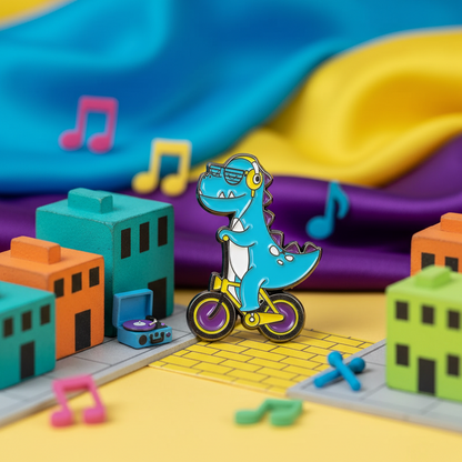 T-rex on Bike Pin