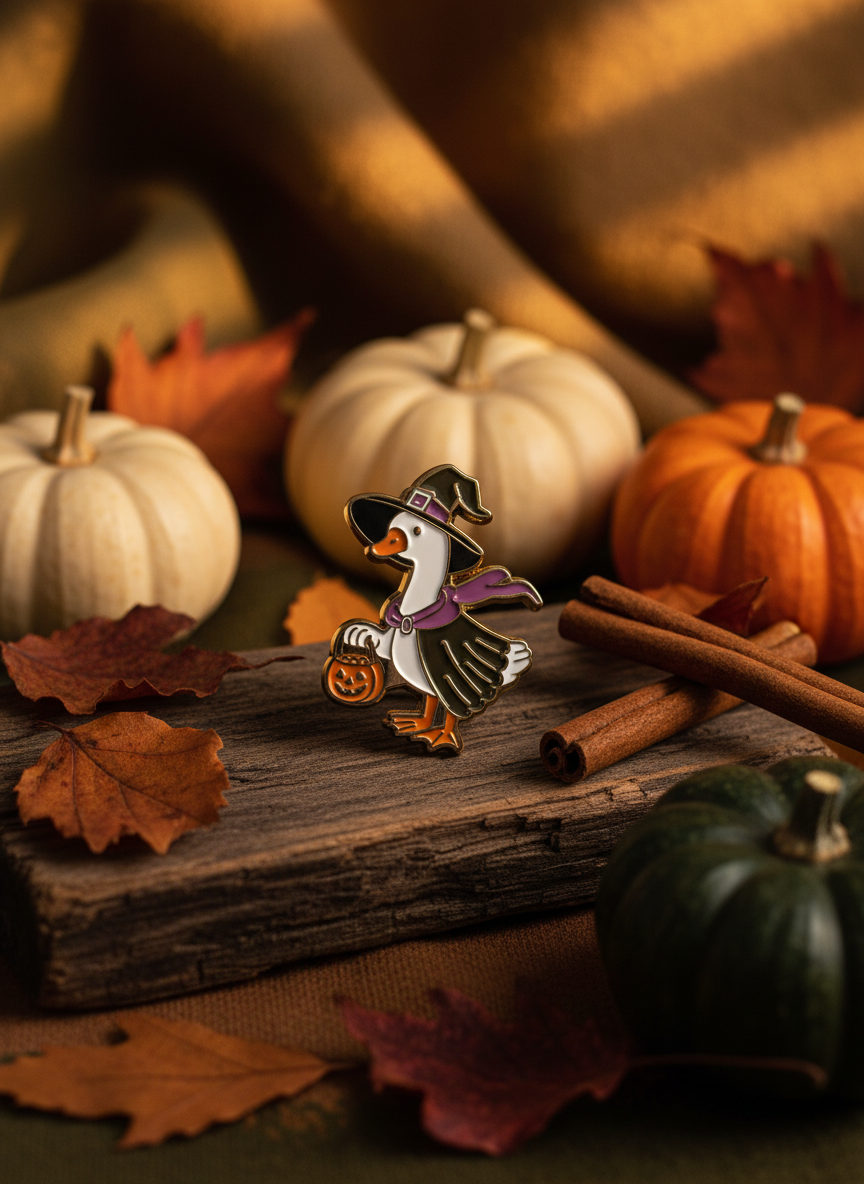 Pin's Canard Blanc Sorcière d’Halloween