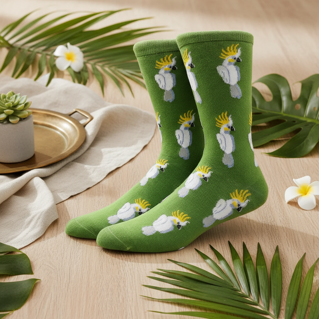 Chaussettes Vertes Cacatoès