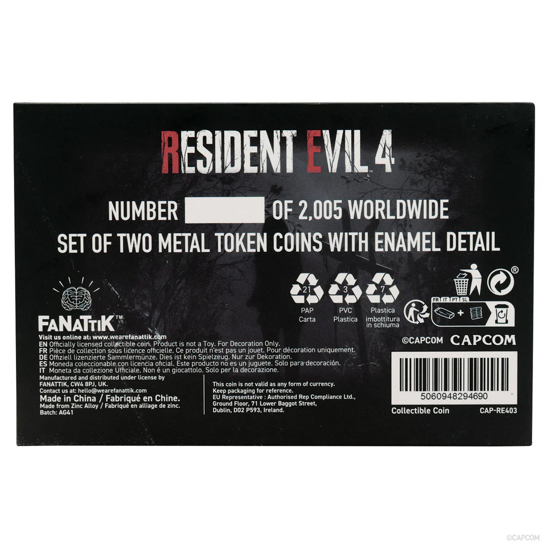 resident evil 4 set of two metal shooting gallery tokens fanattik