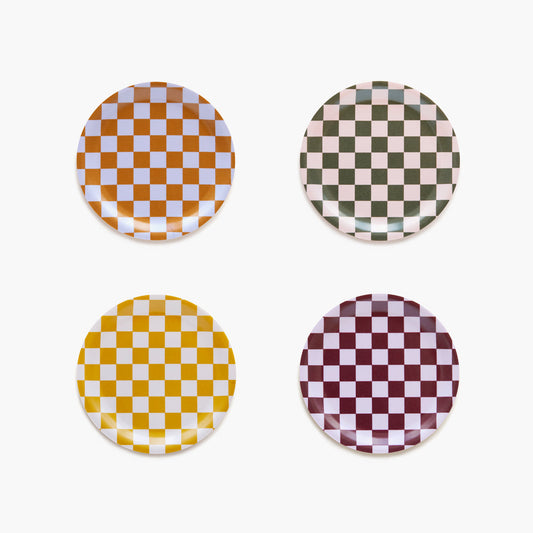 Warm Mix CHECKER Set of 4 Coasters - 11cm