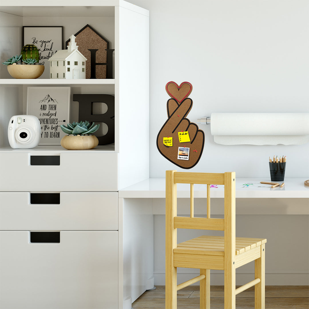 Cork board with LED - Finger Heart