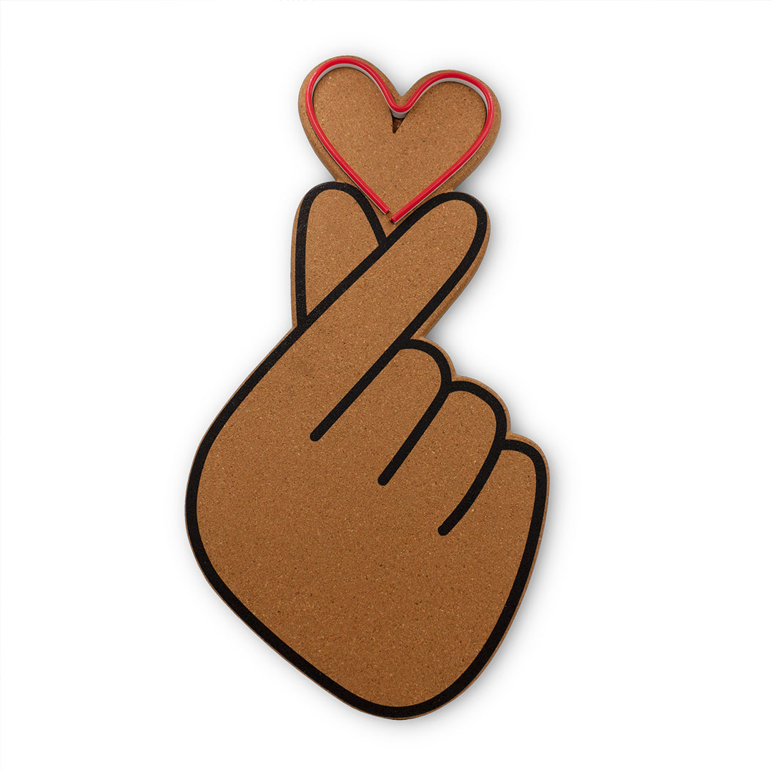 Cork board with LED - Finger Heart