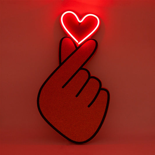 Cork board with LED - Finger Heart