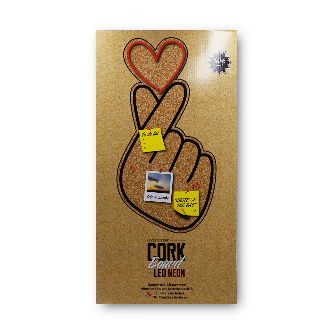 Cork board with LED - Finger Heart