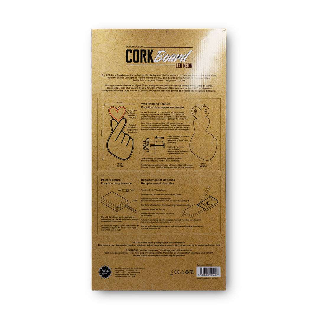 Cork board with LED - Finger Heart
