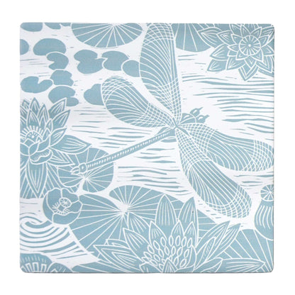 Set of 2 Kate Heiss Powder blue ceramic coasters