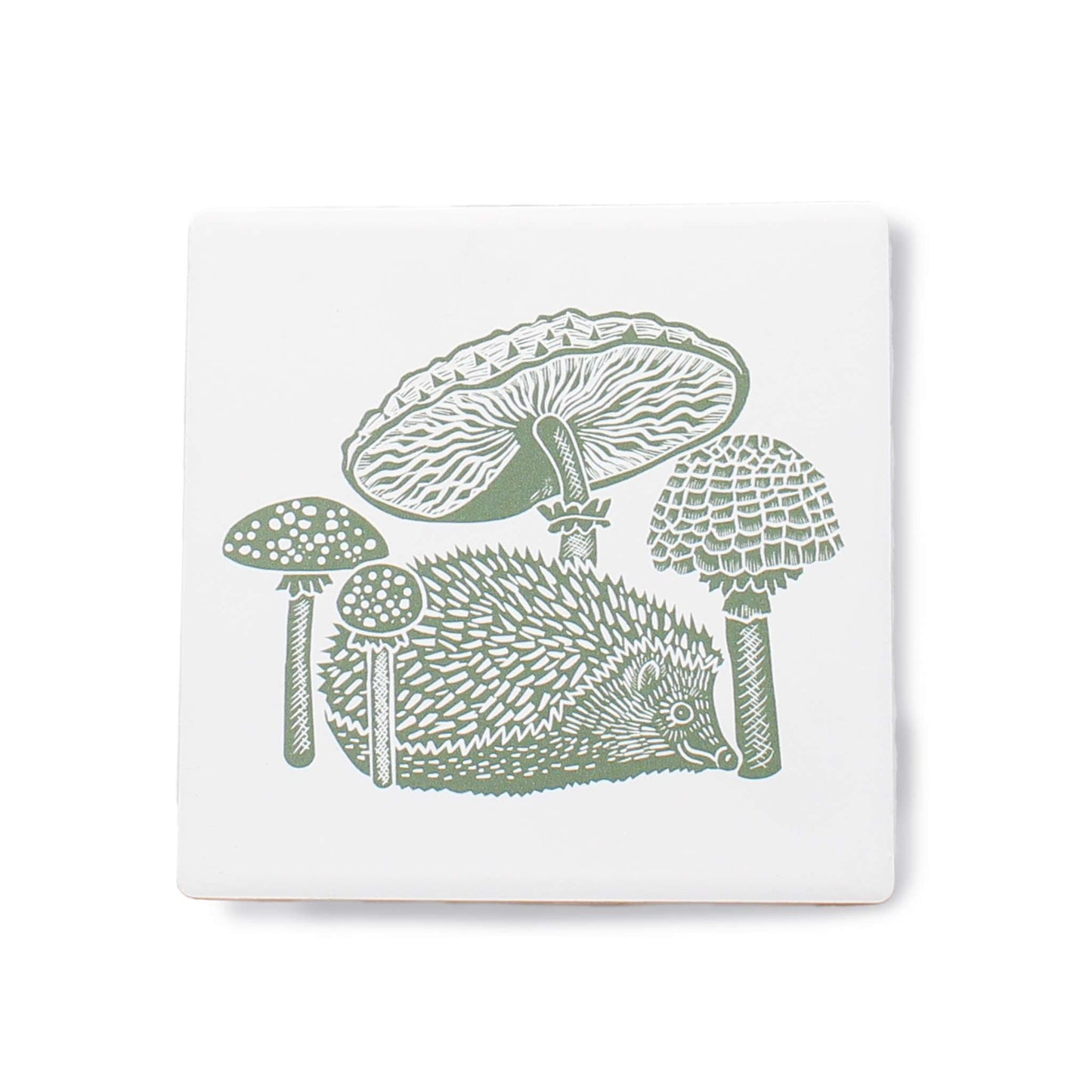 Sous-verres en céramique Woodland Mushroom Hedgehog vert