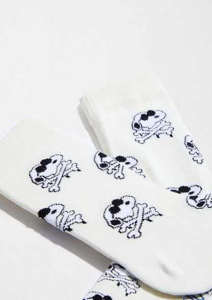 Chaussettes BeSnoopy Skull Blanc Cassé