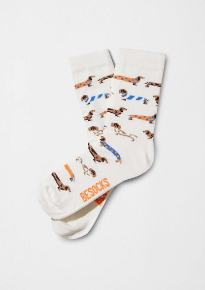 Chaussettes BePets Teckels Blanc Cassé