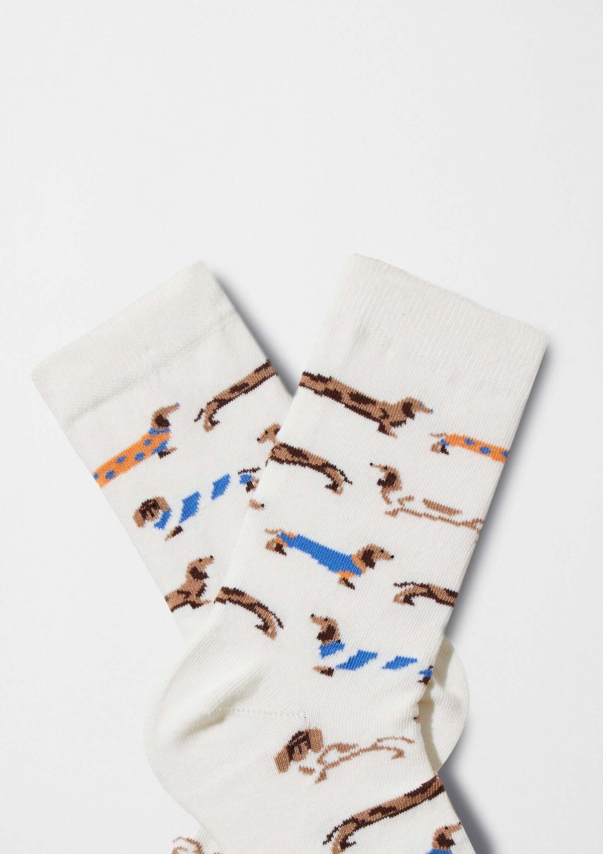 Chaussettes BePets Teckels Blanc Cassé