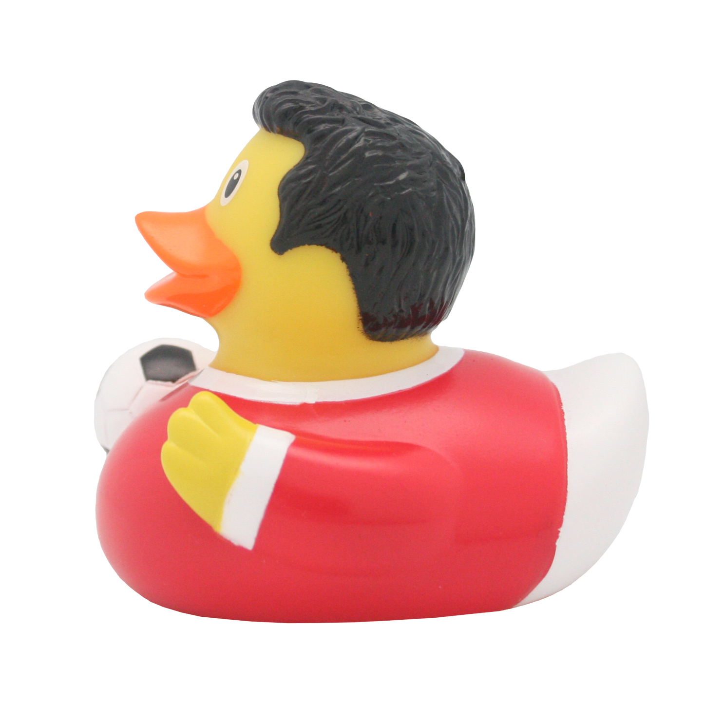 Red footballer duck