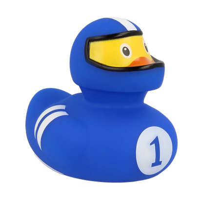 Blue racing pilot duck