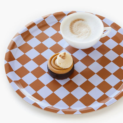Caramel CHECKER Round Serving Tray - 31 cm