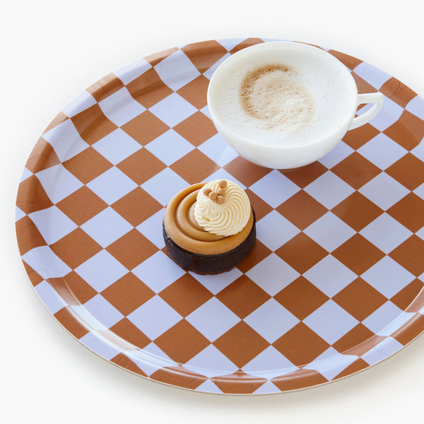 Caramel CHECKER Round Serving Tray - 31 cm