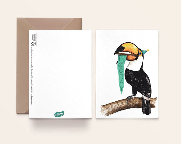 Carte d’anniversaire Toucan Kathings avec enveloppe, format A6 éco-responsable