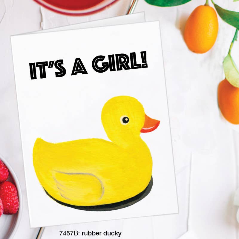 Duck girl birth card