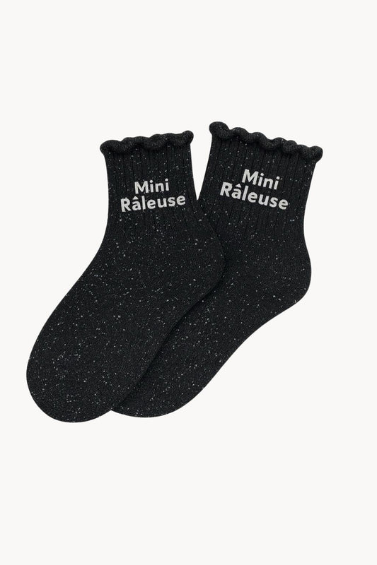 Chaussettes à Paillettes Enfant "Mini Râleuse" - Noir