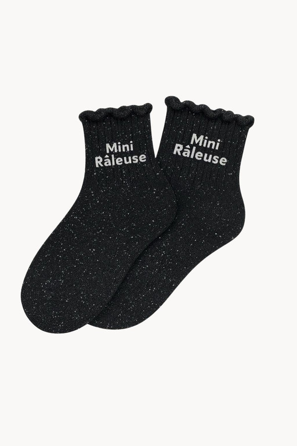 "Mini Grumpy" Kids' Sequin Socks - Black